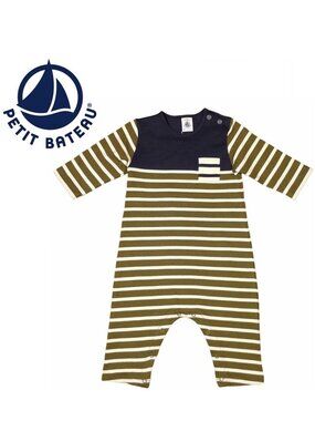 NWT Petit Bateau Unisex Striped Baby Romper / 6M